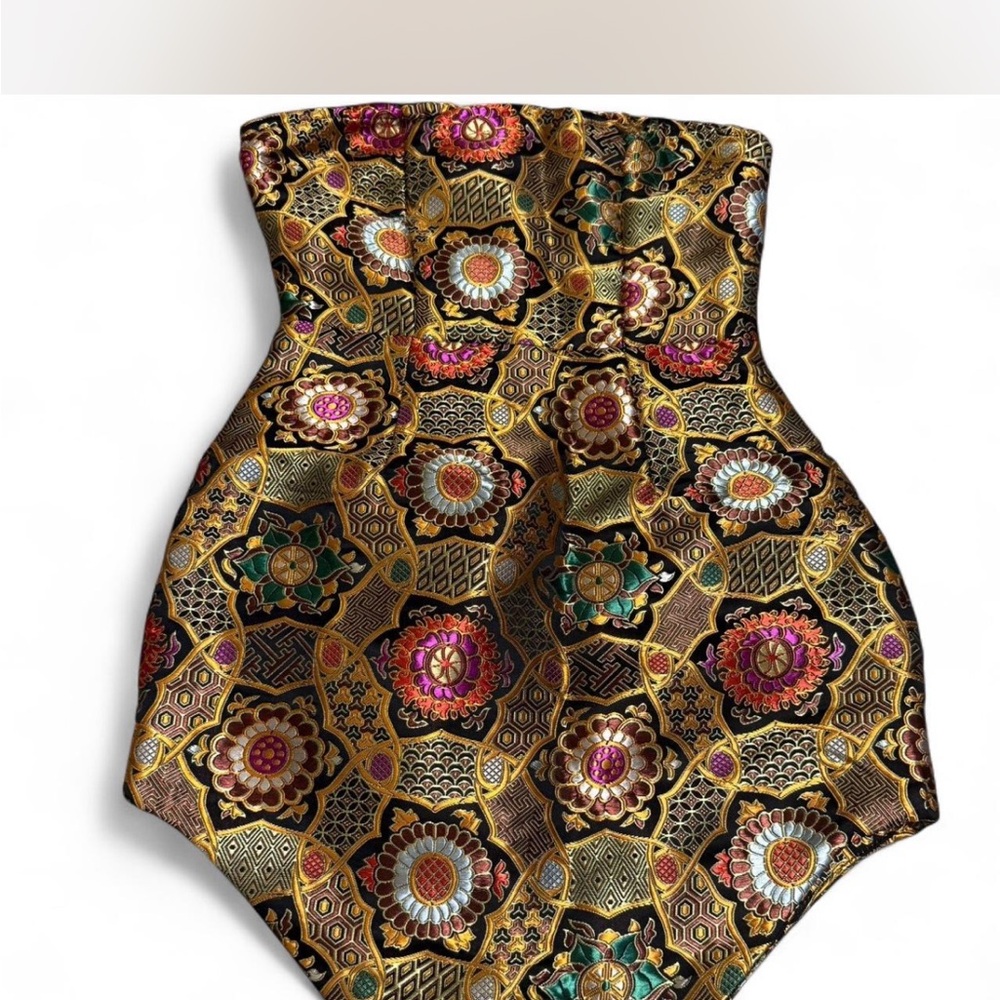 Floral Geometric Golden bodycut corset dress